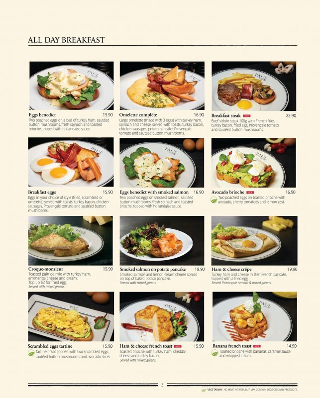 Menu PAUL Menu PAUL